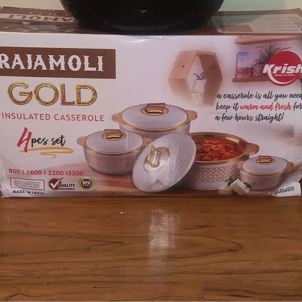 Rajamoli Insulated Containers (Black/Gold) 4pcs
